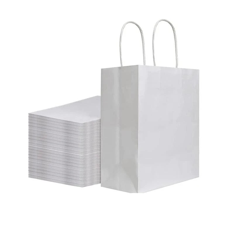 KUAIMA 21*11*27cm Custom Printing White Kraft Paper Bag Wholesale with Paper Handle Personalised Gift Paper Bag