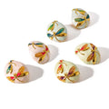 6 Style Fashion Stainless Steel 18K Gold Plated Colour Drip Oil Dragonfly Flower Stud Earrings New Statement Earring Jewelry