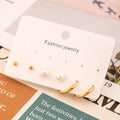 G3907 Wholesale Stainless Steel Earrings Sets Gold Ball Pearl Studs Earrings Hoops Fashion Jewelry for Women