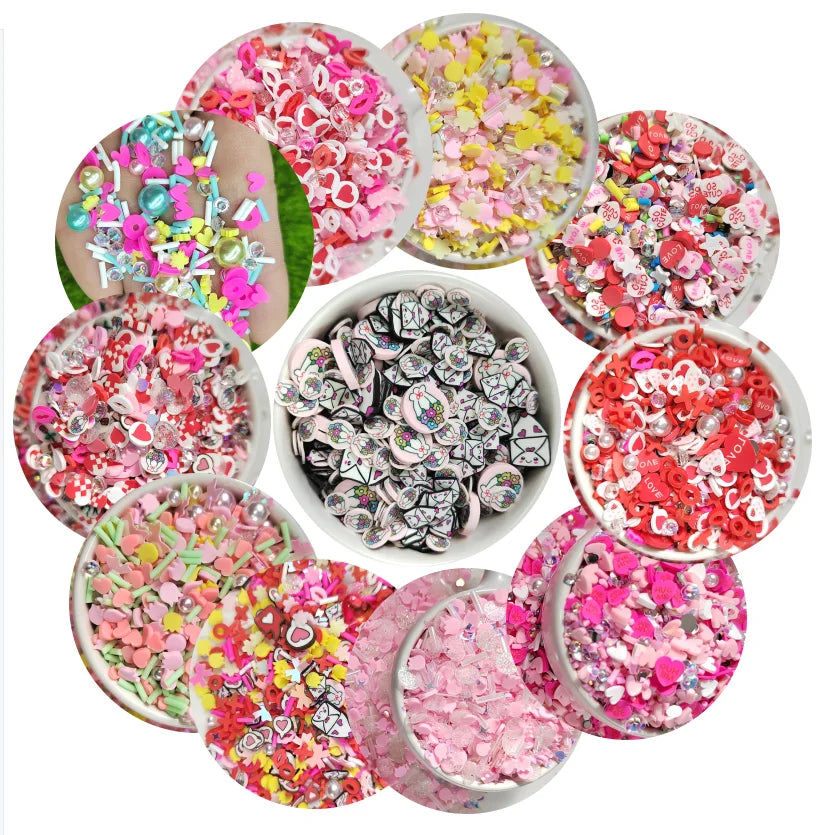 Valentine's Day Polymer Clay Heart Sprinkles Diy Slime Charms Nail Art Accessories