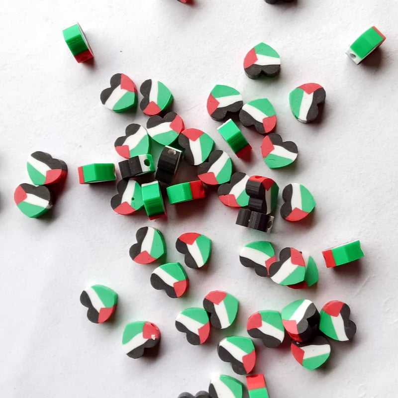2024 Popular 10mm Flag Soft Ceramic Slice DIY Mobile Phone Chain Bracelet Earrings Jewelry Production Loose Beads Wholesale