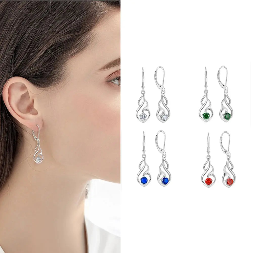 Wholesale High Carbon Zircon Stone S925 Sterling Silver Colorful Cubic Zirconia Drop Earrings for Women Gift