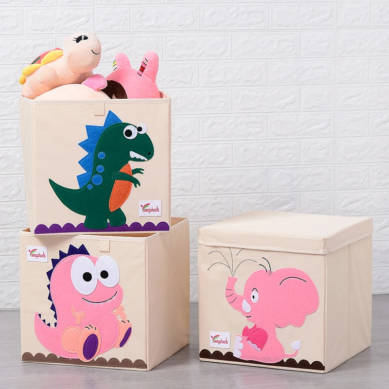 Wholesale Custom Non-woven Washable Folding Cartoon Toys Storage Boxes Fabric Drawer Kids Toys Organizer Bins