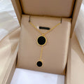 Fashion 18K Gold Plated Stainless Steel Chain Double Round Circle Pendant Necklace for Women Girls Gifts Jewelry