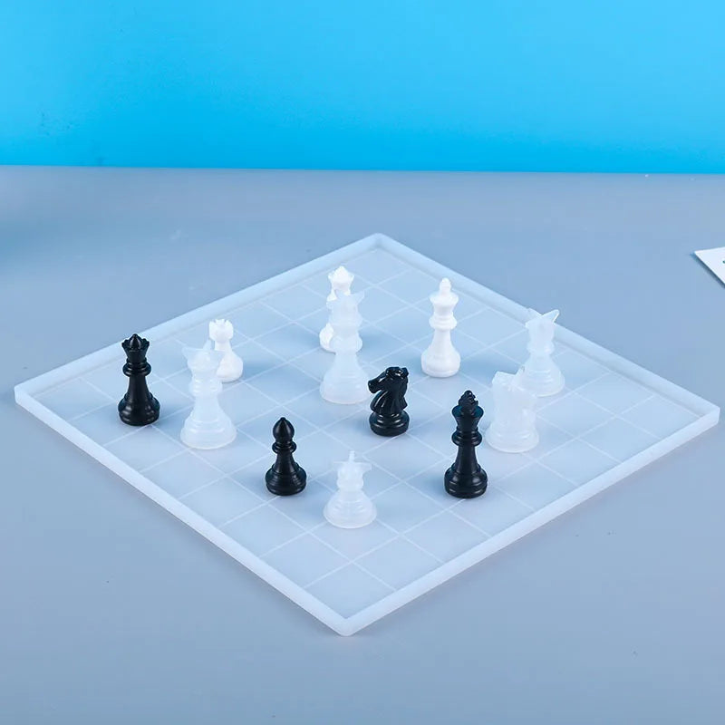 3D DIY International Chess Pieces Crystal Epoxy Resin Molds 6 Pieces Chess Set Silicone Mold Crafts