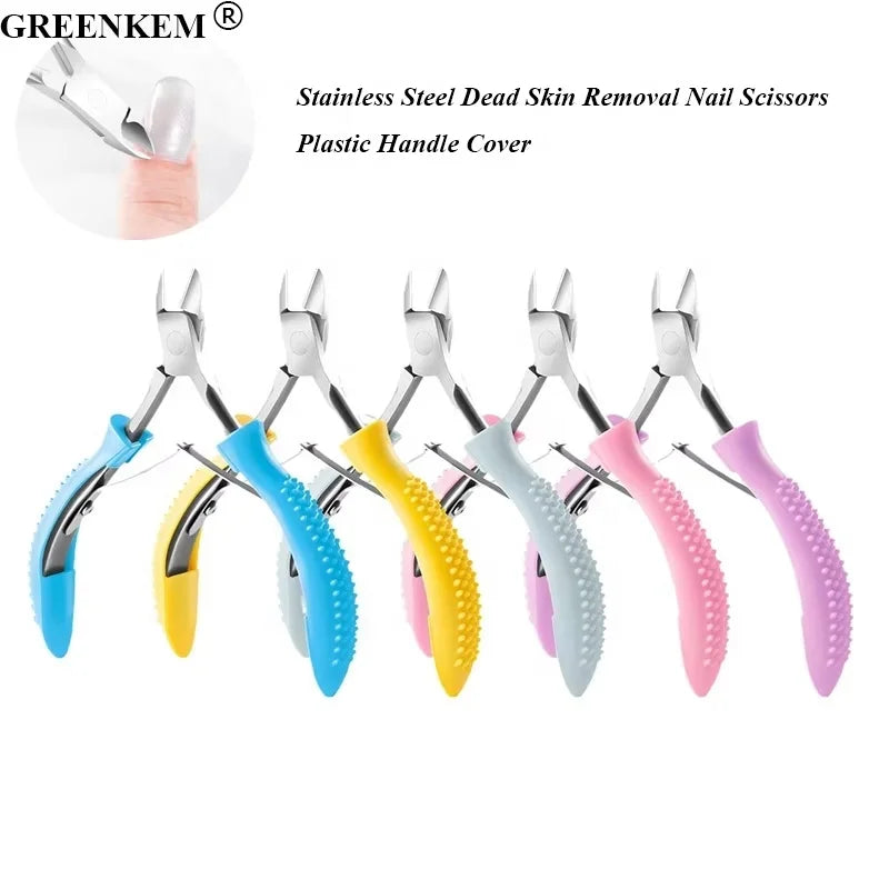 New Plastic Handle Cover Dead Skin Removal Nail Pliers Stainless Steel Nail Art Clipper Remover Dead Skin Nail Scissors
