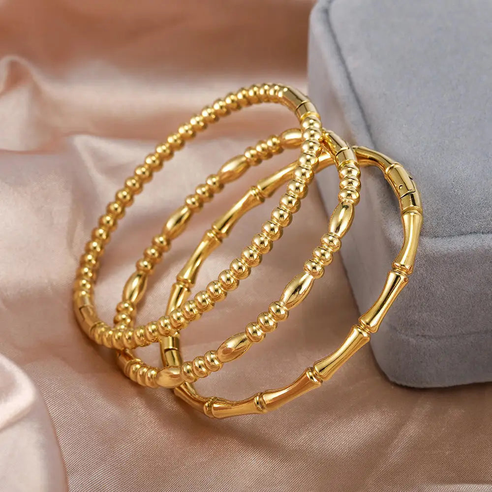 Minimalist 18K Gold Plated Fine Bracelet Stainless Steel Bead Bangles Tarnish Free Women Fashion Jewelry Bracelets for Women