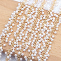 C97 50cm/lot Double Layer 18K Gold Plated Link Chain Trendy  Plastic Pearl DIY Necklace Jewelry Accessories for Gifts
