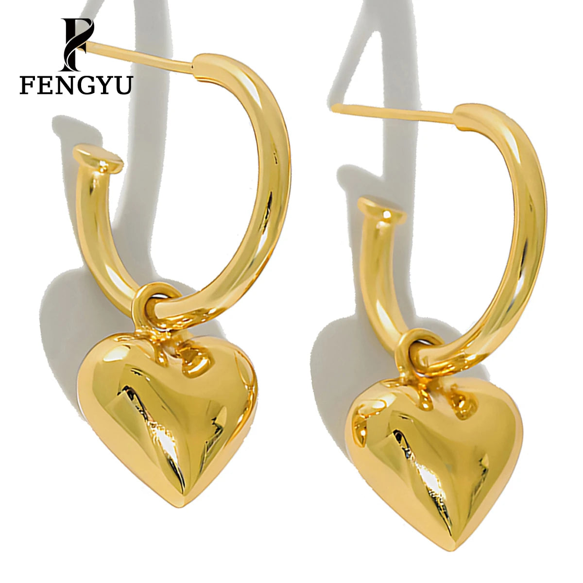 18K Gold Heart Dangle Hoop Earrings 925 Sterling Silver Fashion Earring Women Custom 925 Sterling Silver Fine Jewelry Wholesale