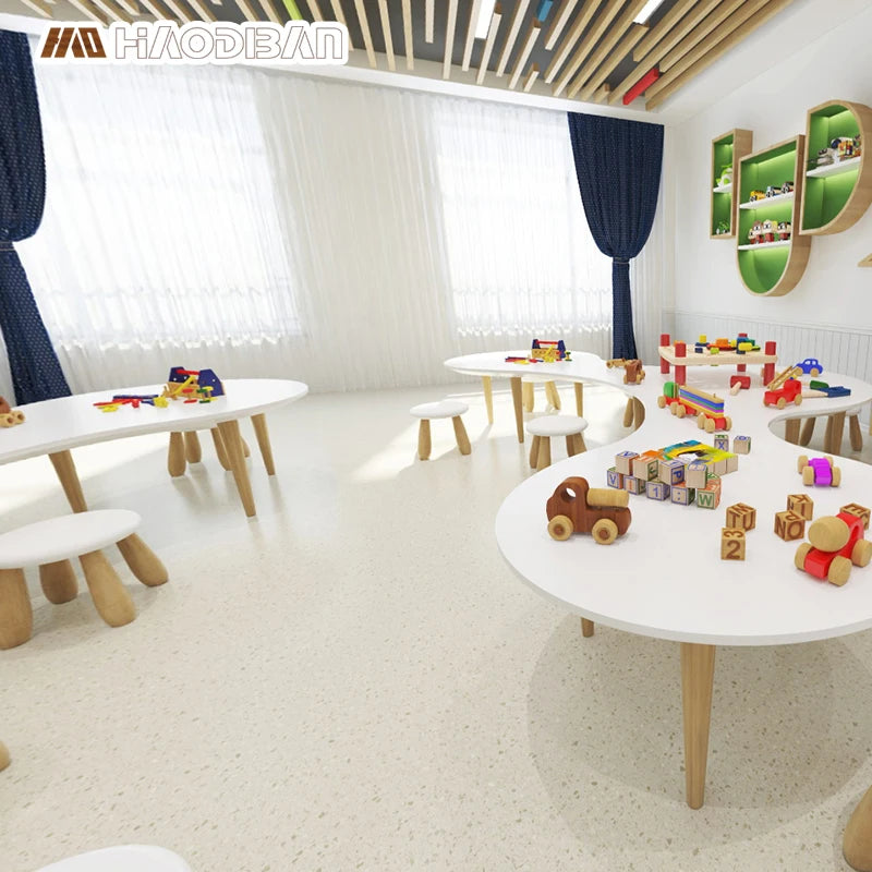 2*20M Nonslip Waterproof Fireproof Eco-Friendly Colorful PVC Vinyl Roll Flooring for School Kindergarten Indoor Use