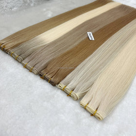 Wholesale Genius Hair Weft Remy Human Brazilian Invisible Hair Weaving Customized Blonde Color Super Double Drawn High Quality
