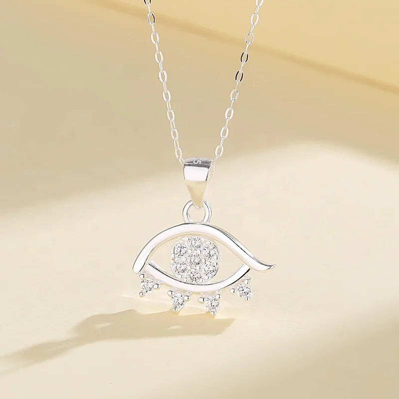 Wholesale 2023 Fashion Adjustable Aaa Cubic Zirconia Evil Eye Moissanite Zircon Inlay Women Sterling Silver 925 Necklace