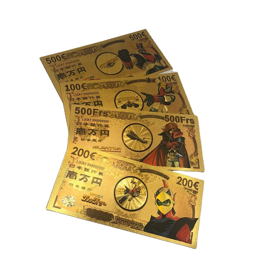 10 Type UFO Robot Grendizer Goldorak Albator Mazinger Anime Euro Gold Banknote for Cartoon Collection Home Decoration Gift