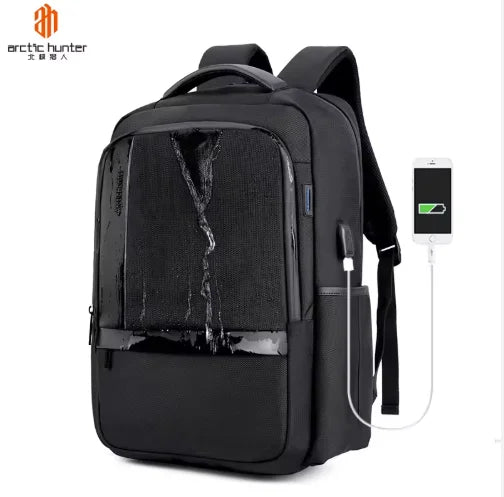 Arctic Hunter Unisex Waterproof USB Charger Port Anti-Theft Smart Laptop Backpack with Air Cushion Belt and Polyester Materiala