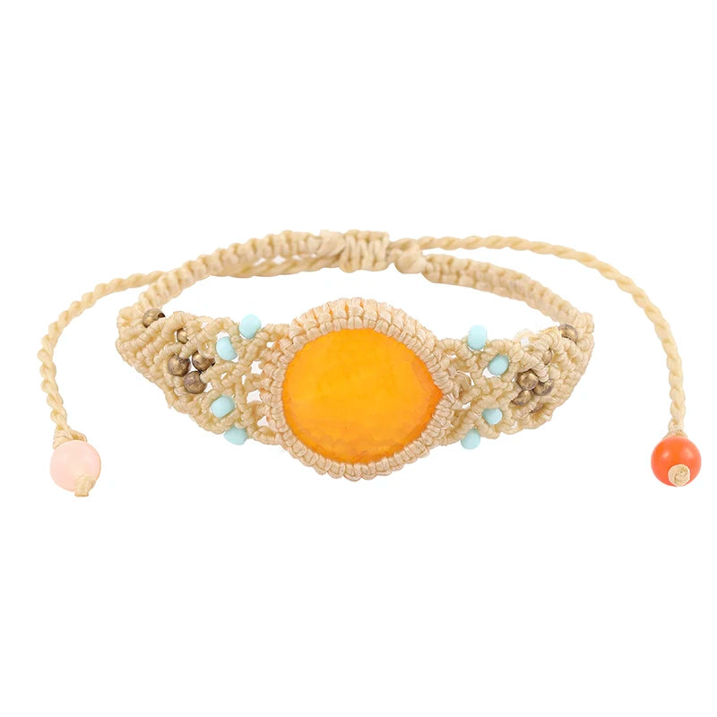 Custom Bohemian Ethnic Macrame Wrap Bracelet for Ladies Retro Wax Rope Knotted Macrame Braided Bracelet Fashion Wrap Bracelets