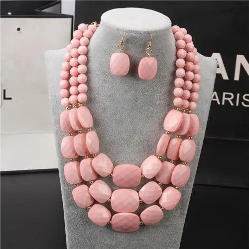 African Beads Jewelry Sets Multi Layer Nigerian Wedding Indian Jewelry Sets Statement Choker Necklace Jewellery