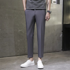 Men's Casual Dress Pants Vertical Leg Business Pants Men's Nine-point Suit Pants