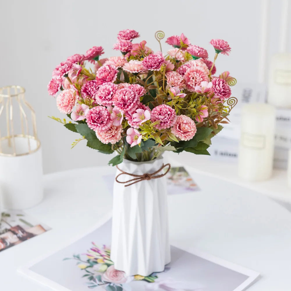 Top Sale Silk Carnation Bouquet Artificial Flowers Home Decoration
