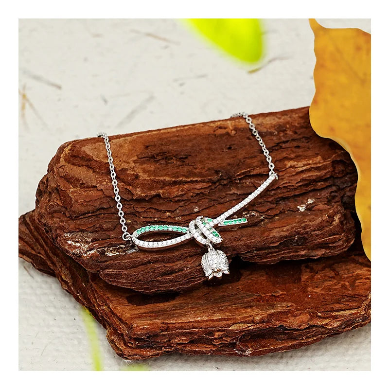 Fast Delivery New Original Necklace S925 Sterling Silver Pendant Necklace with Wind Chimes