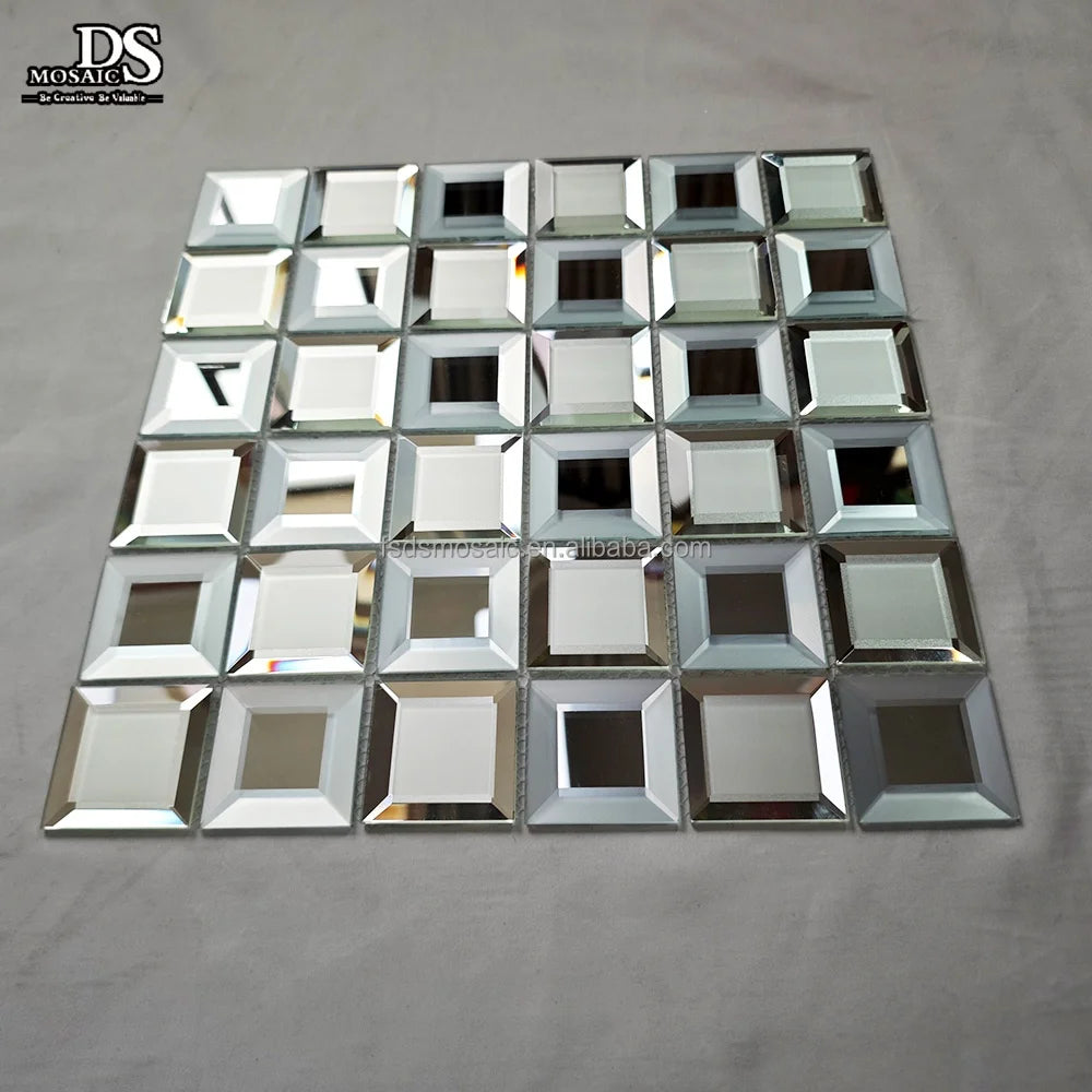 5 Faces 3D Sliver Color Beveled Mirror Glass Tile Glass Mosaic