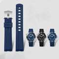 LAIHE Waterproof Dive Rubber Wrist Watch Band with Stainless Steel Buckle Replacement Strap for Wrist Watches
