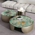 Hot Sale Marble Coffee Table Set Modern Middle Living Room Furniture Stainless Steel Brushed Titanium Gold Centre Table