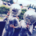 Custom Shiny Acrylic Glass Mirror Disco Ball Helmet for DJ Club Party