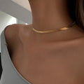 18K Gold Snake Chain Punk Men Stainless Steel Herringbone Chain Necklace Women Chunky Flat Snake Chain Choker