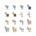 Creative Geometric 18K Gold Plated Brass Ear Bone Ear Studs Female Diamond Piercing Jewelry Wholesale Women Zircon Stud Earring