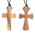 Olive Wood Cross Pendant Men Women First Communion Christian Religious Gifts Wooden Confirmation Cross Necklace Crafts