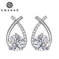 Certified Moissanite Diamond Stud Earrings 5mm 0.5carat D Color 925 Sterling Silver Fishtail Crosses Earrings for Girls