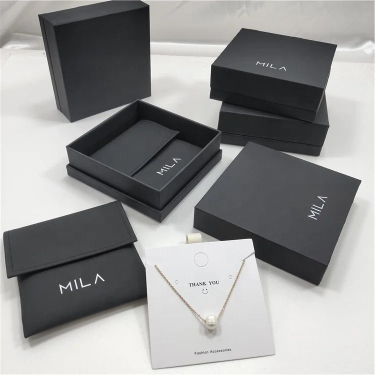 Chuanghua Black PU Envelope Jewelry Dust Bag Jewellery Packaging Leather Bag Bracelet Pouch Box for Jewelry Packaging
