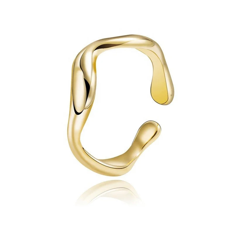 Ouj Factory Wholesale Stainless Steel Rings with Non Fading Flowers and Irregular Openings Rings