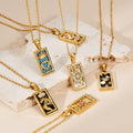 Fashion Stainless Steel with 18k Gold Plated Oil Painting Tarot Pendant Necklace Women Charm Drip Oil Retro Necklaces Jewelry
