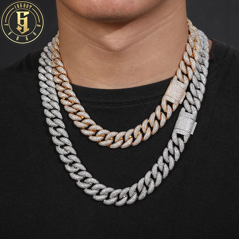 Custom Logo Bulk Wholesale Hip Hop Jewelry 15mm Gold Plated Brass AAAAA CZ Diamond Iced Out Cuban Link Chain Necklace
