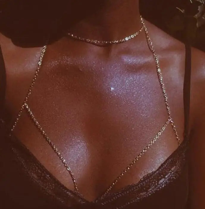 SC Sparkling Waist Jewelry Body Chain Summer Bra Bikini Beach Harness Body Chain Waist Belly Chain for Women