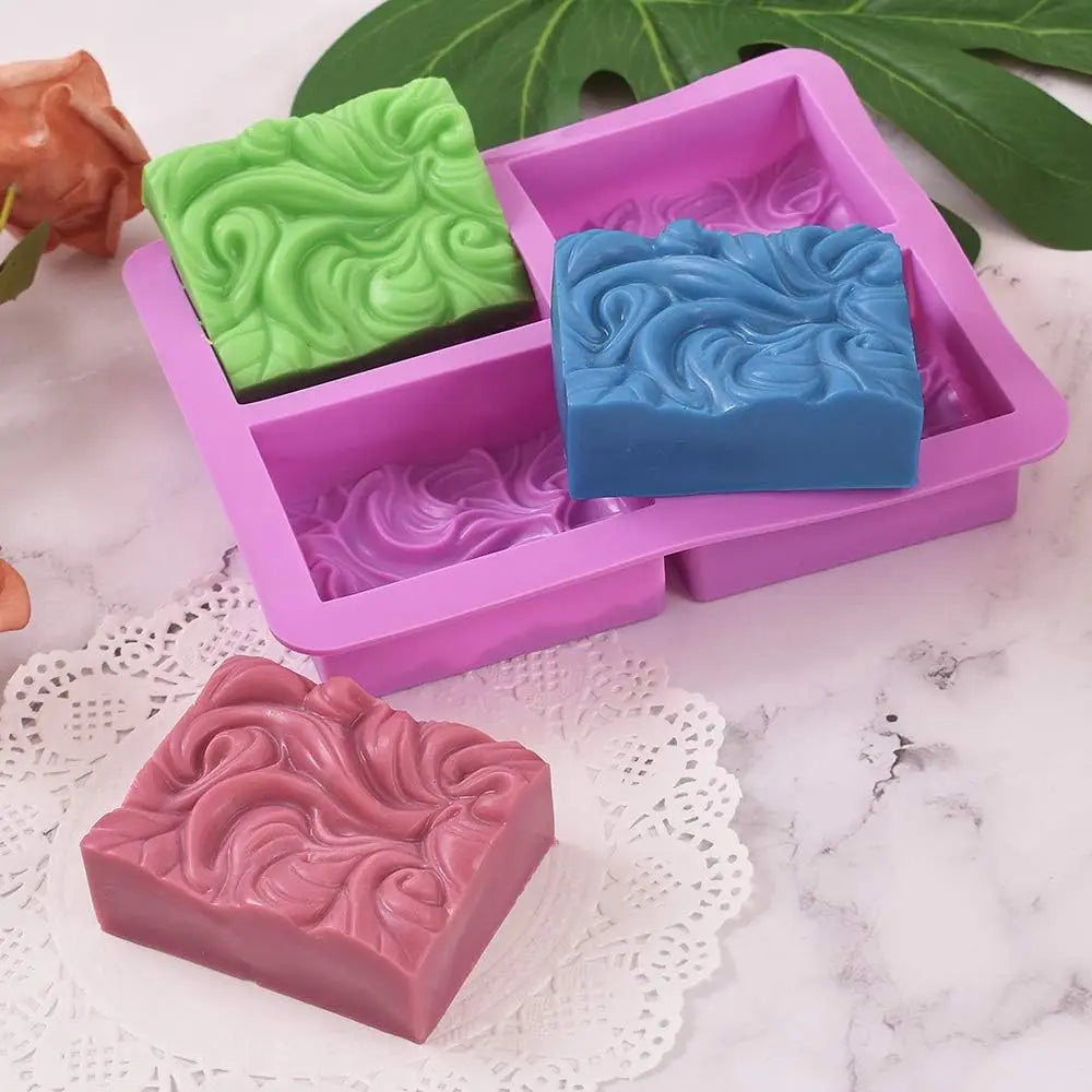 Newk Silicone Soap Molds 4-Cavities DIY Handmade Soap Mold with Vivid Wave Pattern for Milk Soap (3.5 Oz Cavities)