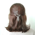 Simple Geometry Wicca Crescent Moon With Goddess Hairpin  Hollow Ponytail Hair Clip