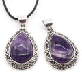 Healing Reiki Special Beautiful Gemstone Crystal Water Drop Shaped Pendant Energy Abalone Shell Pendant Necklace Jewelry