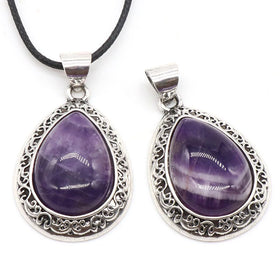 Healing Reiki Special Beautiful Gemstone Crystal Water Drop Shaped Pendant Energy Abalone Shell Pendant Necklace Jewelry