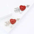Luxury Diamond Crystal Brooch Women Jewelry Wedding Bride Love Brooch Gift Alloy Pearl Rhinestone Red Heart Brooch Pin
