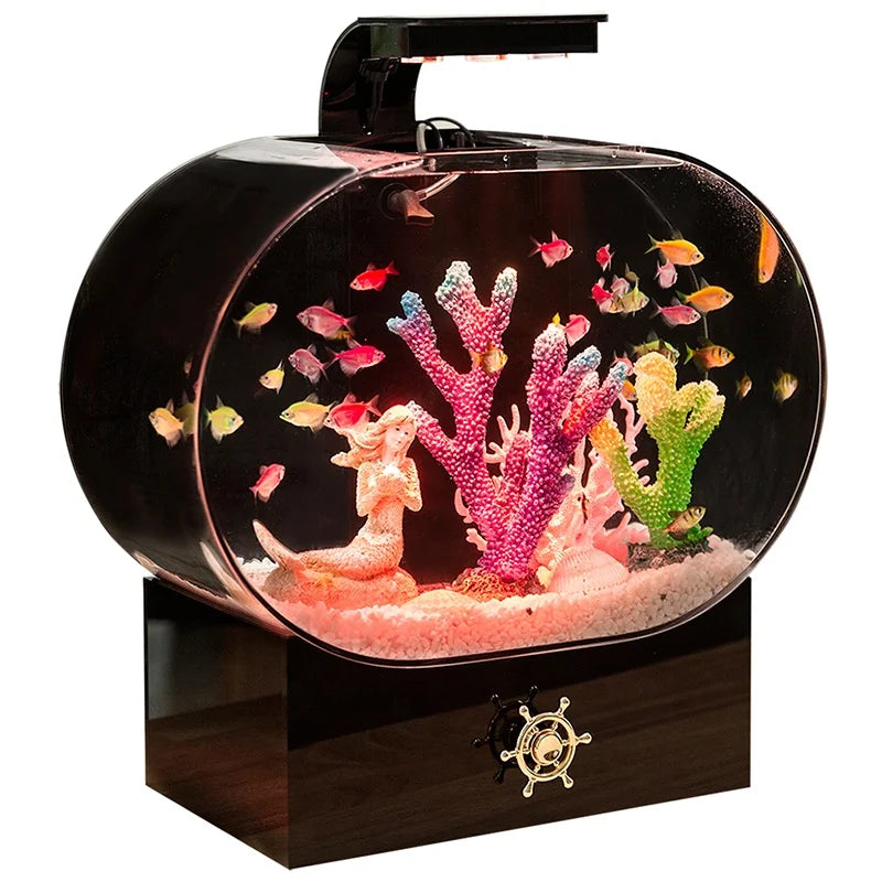 Custom Style LED Lighting Optical Explosion-Proof Acrylic Fish Tank Transparent Ornamental Aquarium Tank Made of Durable Plastic