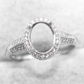 Sterling Silver 8*10/9*11/10*12mm Semi Mount Ring Adjustable Empty Blank Claws Setting Base Without Center Stone for DIY Inlay