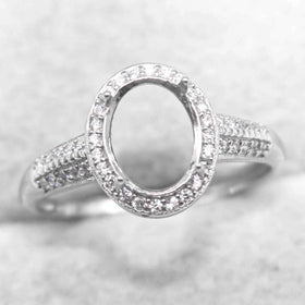 Sterling Silver 8*10/9*11/10*12mm Semi Mount Ring Adjustable Empty Blank Claws Setting Base Without Center Stone for DIY Inlay