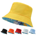 Spring Summer Breathable Solid Color Creative Print Reversible Sun Protection Hat Double Sided Wear Family Matching Bucket Hat