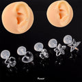 Acrylic Earlobe Cartilage Piercing Retainers Clear Plastic Flower Star Tragus Helix Conch Rook Earrings Studs Set MegaBDM