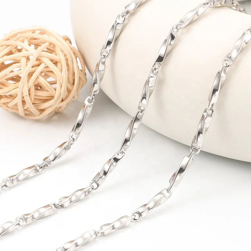 Hot Sales Factory Special Cubic Twisted Stainless Steel Chains DIY Necklace Chain for Jewelry Making Findings & Accessories