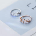 Classic Cute Design S925 Sterling Silver CZ Pave Leaf Finger Ring Silver Jewelry for Women J3360