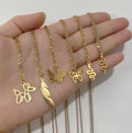 18K Simple Tendre Gold Titanium Steel Collarbone Chain Trendy Animal Pattern Stainless Steel Pendant Necklace