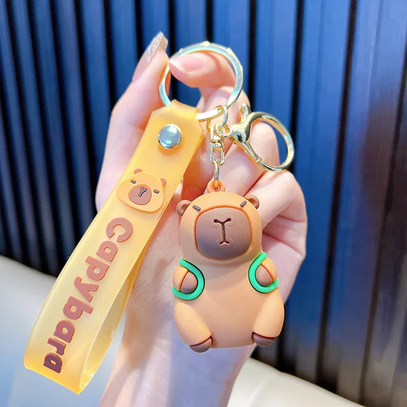 Wholesale Cute Cartoon Anime Capybara Toy Keychain Kawaii Plastic PVC Doll Car Capybara Backpack Keychain Bag Charm Pendant Gift